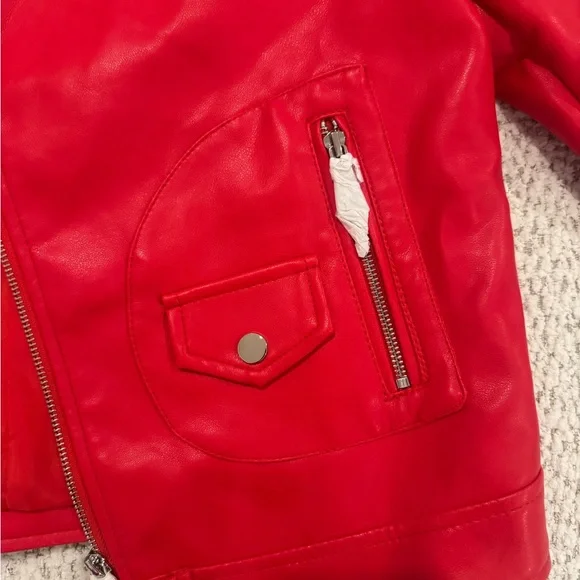New Azalea Wang Cherry Red Faux Leather Jacket - Picture 4 of 8